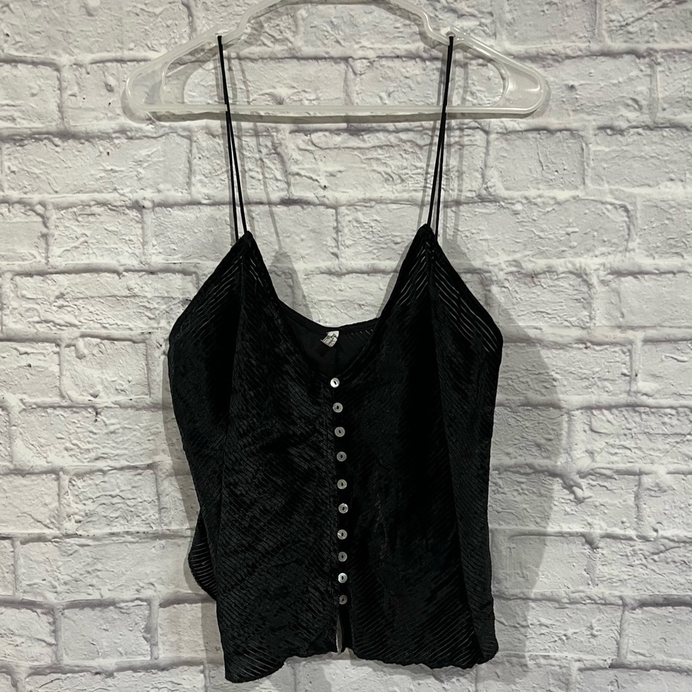 Free People Black Velvet Button-Front Camisole